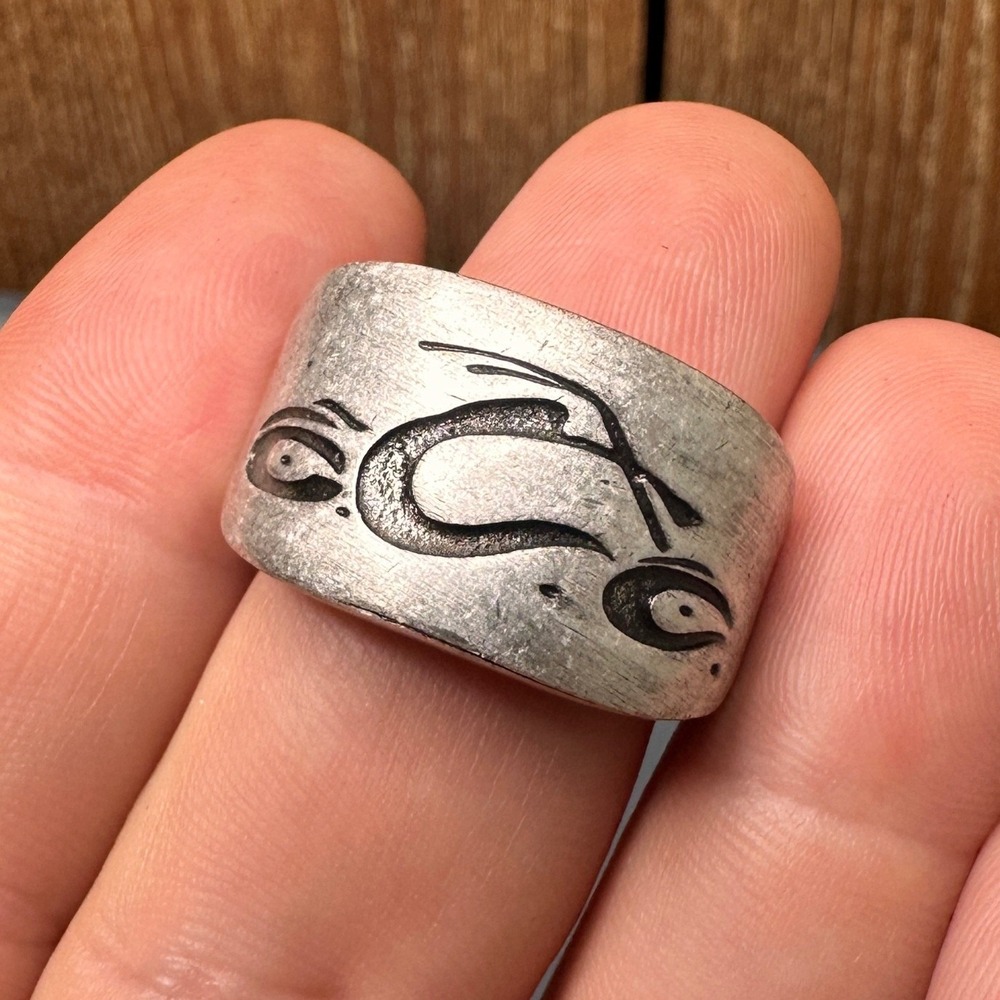 Vtg Orange County Choppers 2004 Sz 12 Silver Tone Band Ring Biker Motorcycle OCC